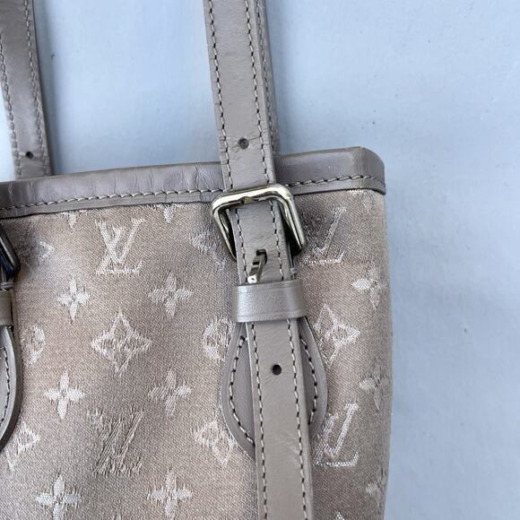 Louis Vuitton Bucket Bag Satchel Gray Satin Mini Handbag Silver Hardware Rare - Picture 4 of 13